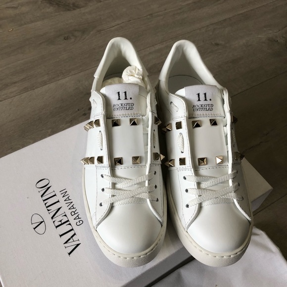 Valentino Garavanti White Rockstud Sneakers Size 6 - Picture 5 of 6